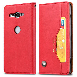 Wewoo Housse Coque Étui en cuir à rabat horizontal avec texture de peau pour Sony Xperia XZ2 Compactavec cadre photo et supportlogements cartes et portefeuille rouge