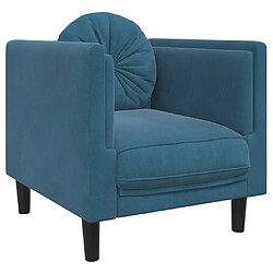 vidaXL Fauteuil avec coussin bleu velours