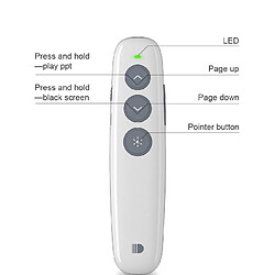 Avis Wewoo Télécommande blanc 2.4GHz rechargeable Powerpoint Présentation sans fil Cliker Pen Control, Distance de contrôle: 100m