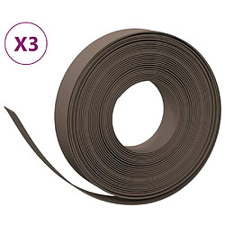 vidaXL Bordures de jardin 3 pcs marron 10 m 10 cm polyéthylène