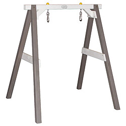 AXI Balançoire pour bébé avec cadre en bois gris & BLANC pour le jardin | Balançoire d'extérieur pour les bébés | Pour les enfants à partir de 9 mois | Siège de balançoire en gris et BLANC