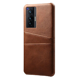 Coque en TPU + PU KSQ anti-griffes avec porte-cartes, marron pour votre Vivo X70