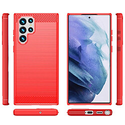 Htdmobiles Coque pour Samsung Galaxy S23 Ultra 5G - housse etui silicone gel carbone + film ecran - ROUGE