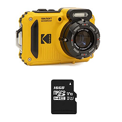 KODAK Pixpro Pack WPZ2 + 1 carte SD Kodak - Compact 16MP, étanche à 15m, Anti-Choc, Video 720p, Ecran LCD - Jaune - Jaune