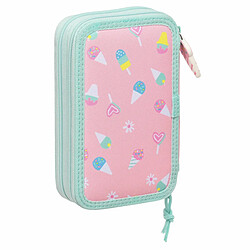 Plumier double Peppa Pig Ice cream Rose Menthe 12.5 x 19.5 x 4 cm (28 Pièces)