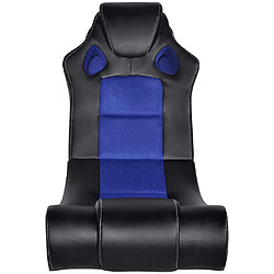 vidaXL Fauteuil à bascule à enceinte Noir et bleu Similicuir