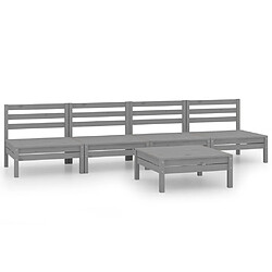 Maison Chic Salon de jardin 5 pcs - Table et chaises d'extérieur - Mobilier/Meubles de jardin Moderne Gris Bois de pin massif -MN19231