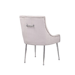 Vivenla Lot de 2 Chaises de salle à manger design revêtement en velours gris clair avec poignet à l'arrière et piètement en acier argenté collection JERSEY pas cher