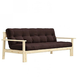 Inside 75 Canapé convertible futon UNWIND pin naturel coloris marron couchage 130 x 190 cm.