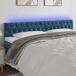 Maison Chic Tête de lit scandinave à LED,meuble de chambre Bleu foncé 180x7x78/88 cm Velours -MN67220