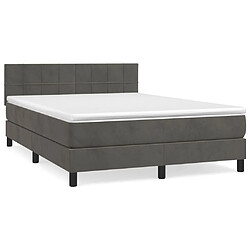 Maison Chic Lit Adulte - Lit simple Lit à sommier tapissier et matelas moelleux - Meuble de Chambre - Gris foncé 140x190cm Velours -MN90618