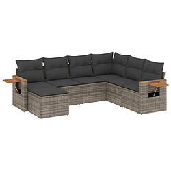 Maison Chic Salon de jardin avec coussins 7 pcs | Ensemble de Table et chaises | Mobilier d'Extérieur gris résine tressée -GKD34744