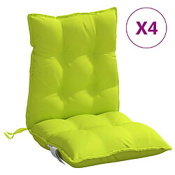 vidaXL Coussins de chaise à dossier bas lot de 4 vert vif