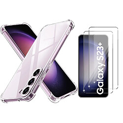 Coque antichoc pour Samsung Galaxy S23 Plus (6,6") et 2 Verres Trempé Film Protection Ecran Little Boutik®