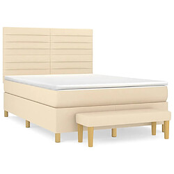 vidaXL Sommier à lattes de lit avec matelas Crème 140x190 cm Tissu