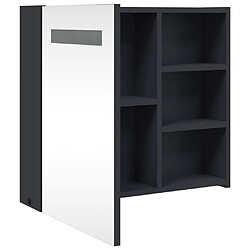 Maison Chic Armoire de salle de bain,Meuble de rangement,Meuble haut à miroir avec LED gris 60x13x52 cm -GKD427070 pas cher