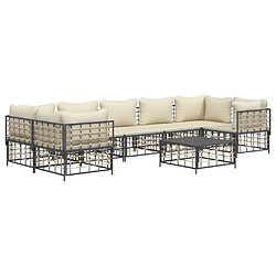 Avis Maison Chic Salon de jardin 8 pcs + coussins - Mobilier/Meubles de jardin - Table et chaises d'extérieur anthracite résine tressée -MN69446