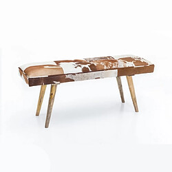 Mes Banc 2 places 120x40x52 cm en cuir de chèvre marron et blanc