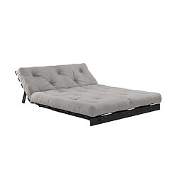 Acheter Inside 75 Canapé convertible futon ROOTS pin laqué noir matelas 140 x 200 cm coloris gris