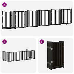 Acheter vidaXL Barrière pour chien porte pliable 12panneaux noir bois peuplier