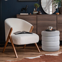 Mobili Rebecca Pouf avec rangement Rebecca Mobili Uxi 40x37x37 Tissu Polyester MDF Blanc Moderne