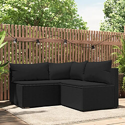 Maison Chic Salon de jardin 3 pcs + coussins - Mobilier/Meubles de jardin - Table et chaises d'extérieur Noir Résine tressée -MN76924