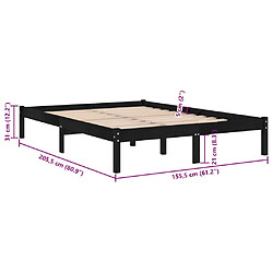 vidaXL Cadre de lit sans matelas noir bois massif pas cher