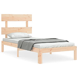 Maison Chic Cadre/structure de lit avec tête de lit pour adulte - Lit Moderne Chambre petit simple bois massif -MN31089