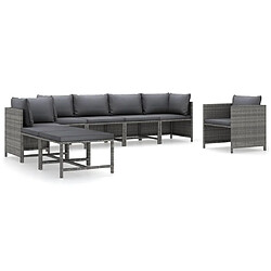 Maison Chic Salon de jardin 8 pcs + coussins - Mobilier/Meubles de jardin - Table et chaises d'extérieur Résine tressée Gris -MN55473