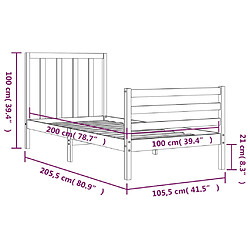 vidaXL Cadre de lit sans matelas 100x200 cm bois massif de pin pas cher