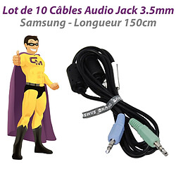 Lot x10 Câble Audio Jack Mâle 3.5mm Samsung BN39-00061C BN39-01286A 150cm - Occasion