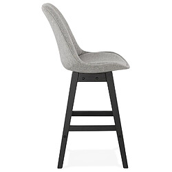 Avis Alterego Tabouret snack mi-hauteur 'TERESA MINI' design en tissu gris et pied en bois noir