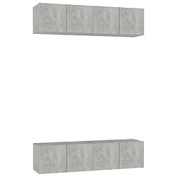 vidaXL Meubles TV 4 pcs Gris béton 60x30x30 cm Bois d'ingénierie