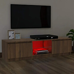 Avis Maison Chic Meubles TV avec lumières LED - Banc TV pour salon chêne marron 120x30x35,5 cm -MN31500