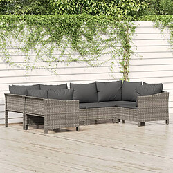 Maison Chic Salon de jardin 6 pcs + coussins - Mobilier/Meubles de jardin - Table et chaises d'extérieur Gris Résine tressée -MN42249