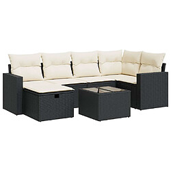 vidaXL Salon de jardin 7 pcs avec coussins noir résine tressée