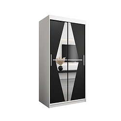 Abiks Meble Armoire Boliwia à portes coulissantes 200/100/62 2 portes (blanc/noir)