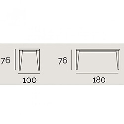 Inside 75 Table repas TONNE 6 couverts 180 x 100 cm pieds bois plateau chêne noueux