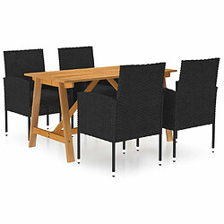 Salle à manger de jardin 5 pcs,Table et chaise à dîner Noir -MN78509