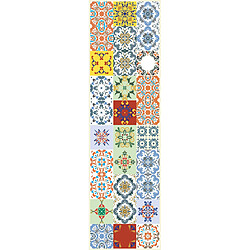 Alter Chemin de cuisine, 100% Made in Italy, Tapis antitache avec impression numérique, Coulisse antidérapante et lavable, modèle Maiolica - Almira, 180x52 cm