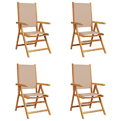 vidaXL Chaises inclinables de jardin lot de 4 taupe tissu bois massif