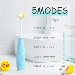 Universal Brosse à dents électrique à son latéral 3D pour enfants USB rechargeable Remplacement de la tête de brosse à ultrasons intelligente 5 mode Minuteur étanche | Brosse à dents électrique