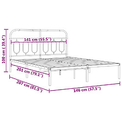 Vidaxl Cadre de lit métal avec tête de lit blanc 140x200 cm pas cher