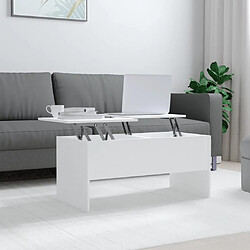 vidaXL Table basse Blanc 102x50,5x46,5 cm Bois d'ingénierie