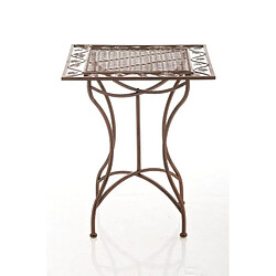 Decoshop26 Table de jardin terrasse balcon design rustique en fer forgé marron vieilli 10_0003814