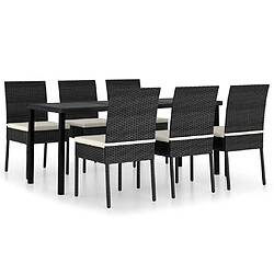 vidaXL Ensemble à manger de jardin 7 pcs Résine tressée Noir