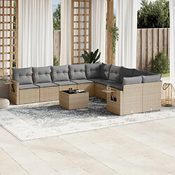 Maison Chic Salon de jardin 11 pcs avec coussins | Ensemble de Table et chaises | Mobilier d'Extérieur beige résine tressée -GKD19356