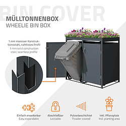 ML-Design Abri pour 4 poubelles 240L acier anthracite 264x80x124 cm conteneur à jardinière