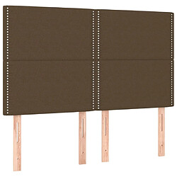 Acheter Maison Chic Tête de lit scandinave à LED,meuble de chambre Marron foncé 144x5x118/128 cm Tissu -MN70901