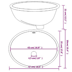 vidaXL Évier de salle de bain blanc 47x39x21 cm ovale céramique pas cher